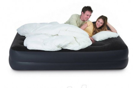 Кровать надувная &quot;Pillow Rest Raised&quot; 203*152*42 см + встр. насос 220В, Intex